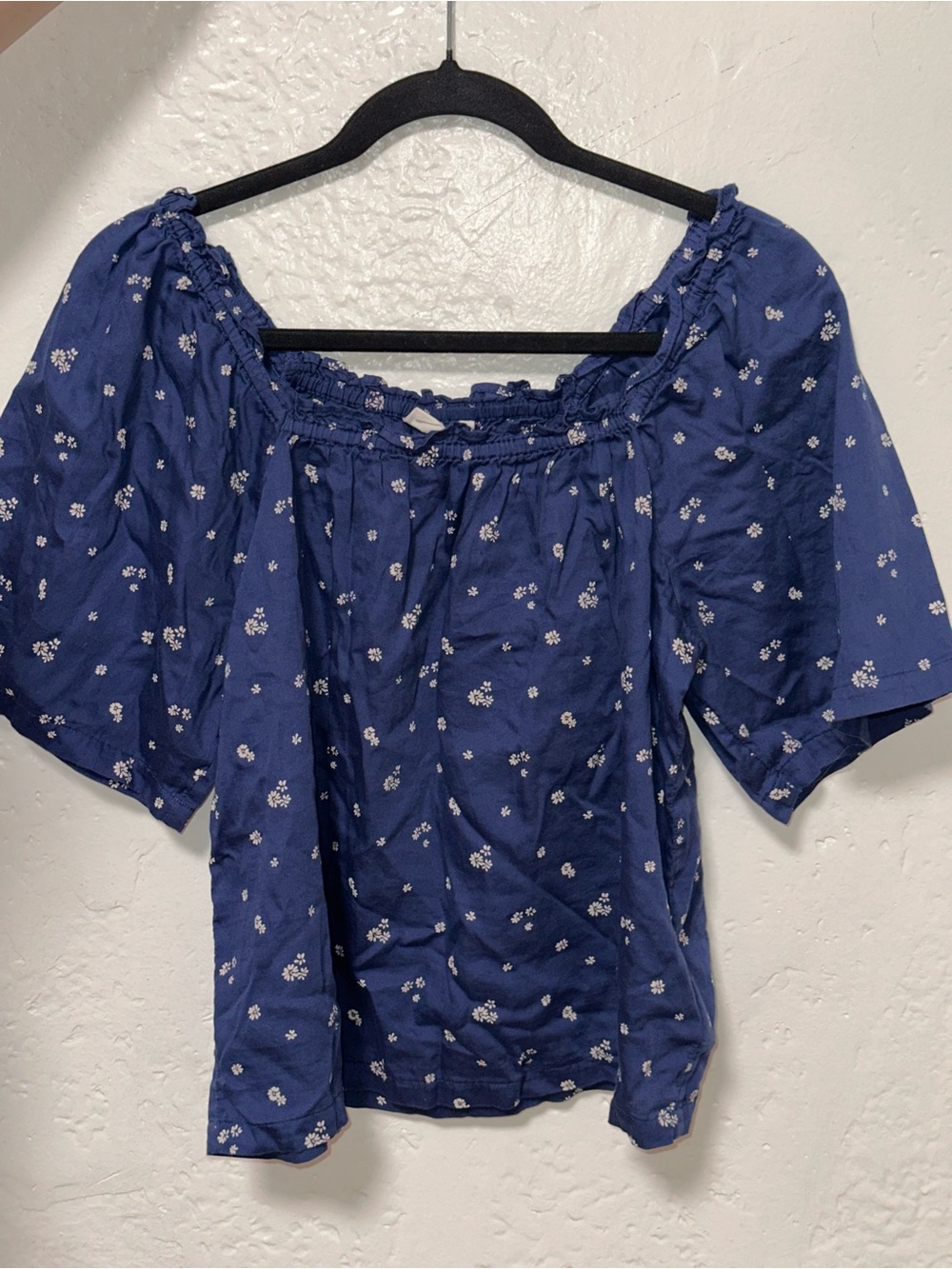 GAP Blue Floral Peasant Off-Shoulder Blouse
